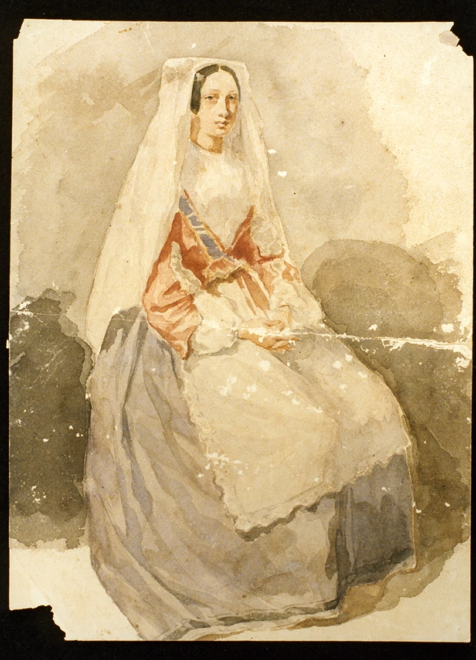 Figura femminile in costume popolare seduta - Museo Nazionale di san Martino, Napoli